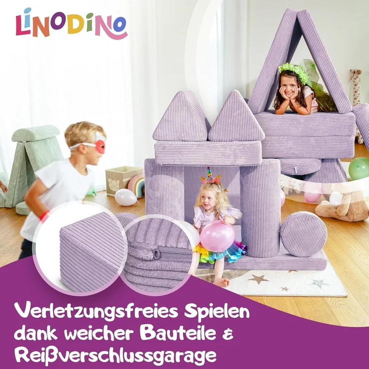 Linodino Kindersofa Spielsofa I Schaumstoff Stapelsteine für Kinder I Kindercouch, 3 Jahre Garantie – Bild 3