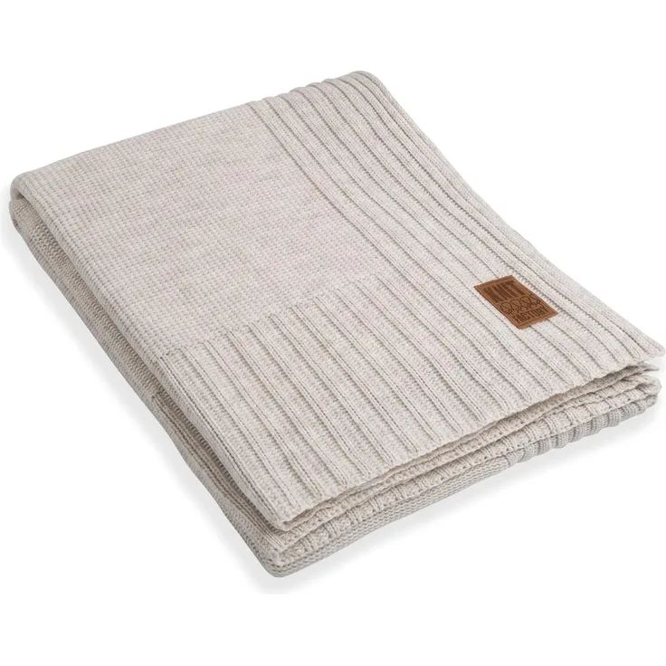 Knit Factory Uni Decke 195x225 cm Glatt Beige