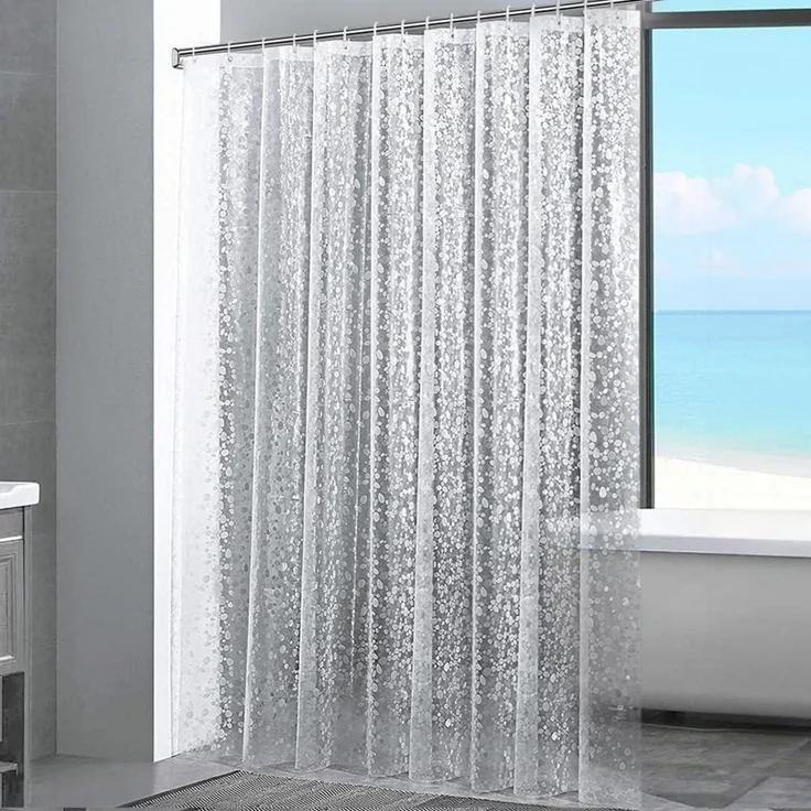 Duschvorhang 3D Steinmuster Transparent 240x200cm EVA Wasserdicht Anti Schimmel – Bild 6