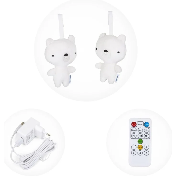 Chipolino Babywippe Brida, Fernbedienung Moskitonetz, Kissen, Plüschtiere, Timer beige – Bild 6