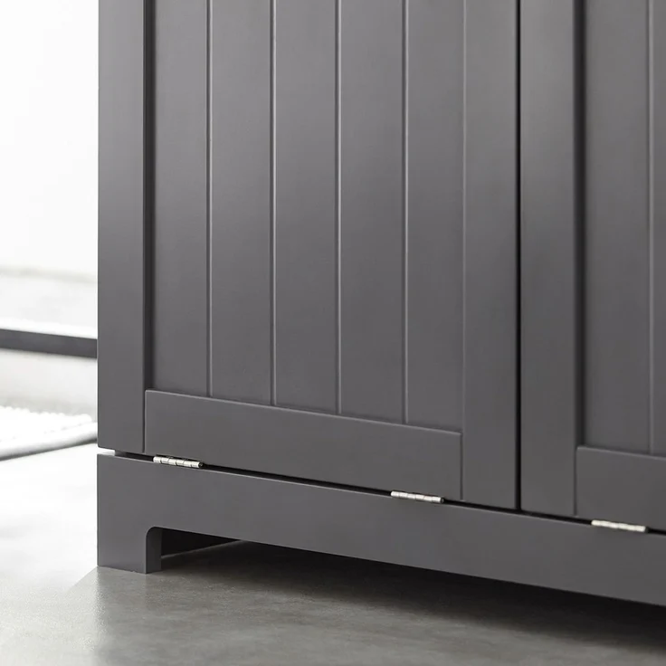 SoBuy BZR33-DG Wäscheschrank, MDF, Lackiert, Dunkelgrau, 78 x 91 x 37 cm – Bild 9