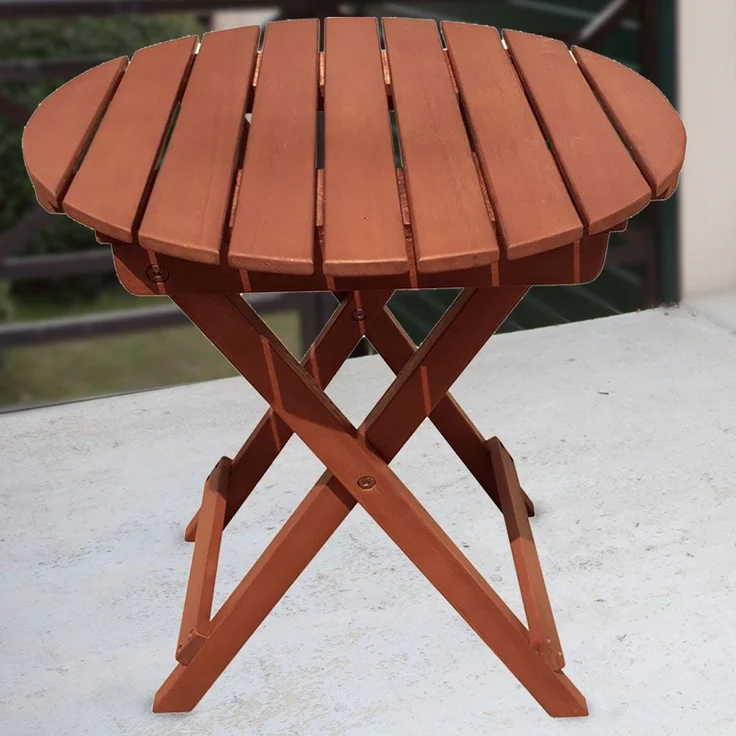 Tisch, Eukalyptus, rund , braun H 50 cm – Bild 5