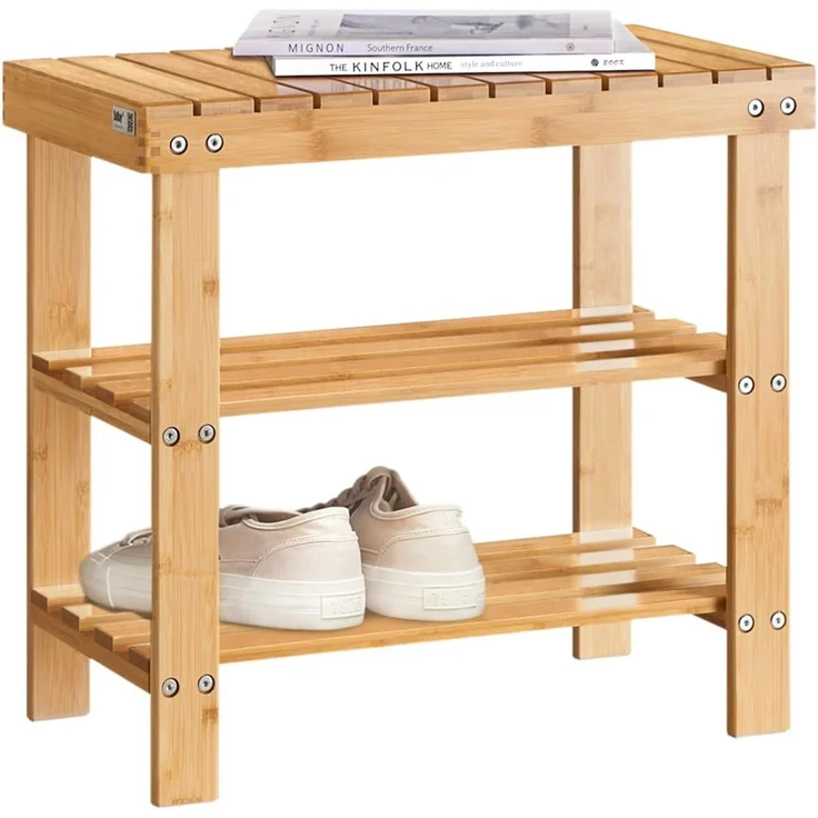 SoBuy Schuhregal FSR02-K, Sitzbank Schuhbank aus Bambus – Bild 1