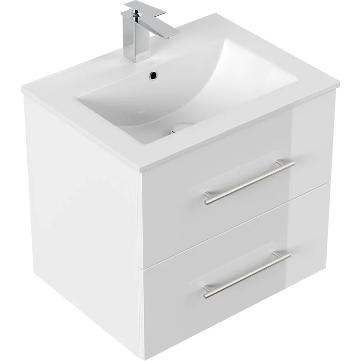 Badmöbel Firenze 60 SoftClose weiss hochglanz : Weiss hochglanz – Bild 1