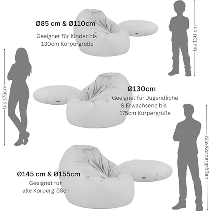 BubiBag Sitzsack für Erwachsene -Indoor Outdoor XL Sitzsäcke, Sitzkissen oder als Gaming Sitzsack, geliefert mit Füllung (125 cm Durchmesser, Sunflower) – Bild 3