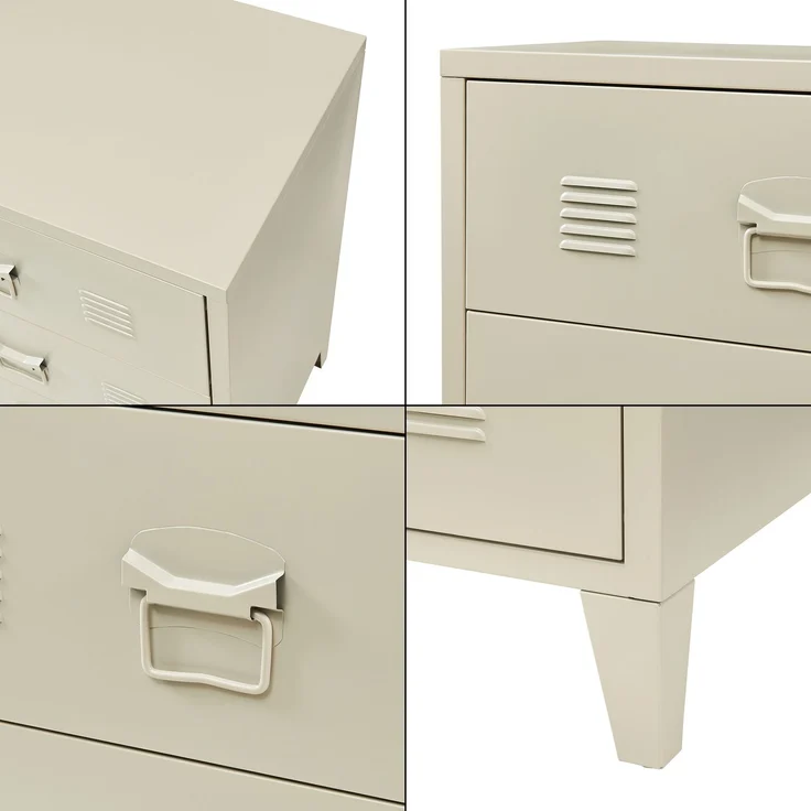 Metallkommode mit 3 Schubladen Hämeenlinna 60x40x72 cm Kamelfarben [en. casa] – Bild 6