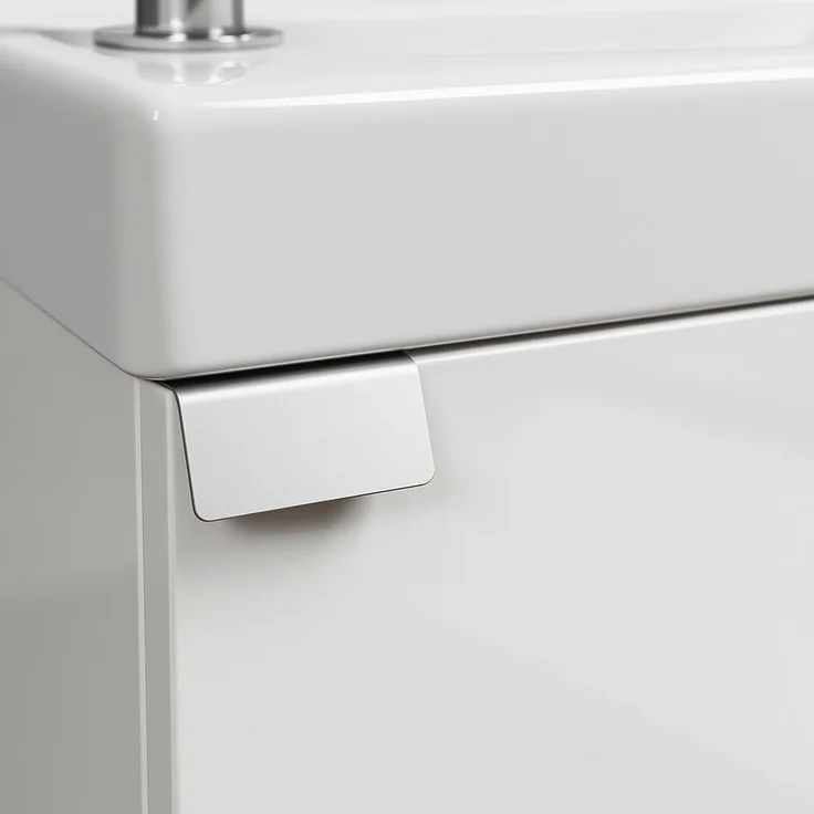 Badplaats Gäste-WC Waschtisch Set Apollo 40 x 22 cm Hochglanz Weiß - Platzsparende Badmöbel Set mit Waschbecken und Unterschrank – Bild 5