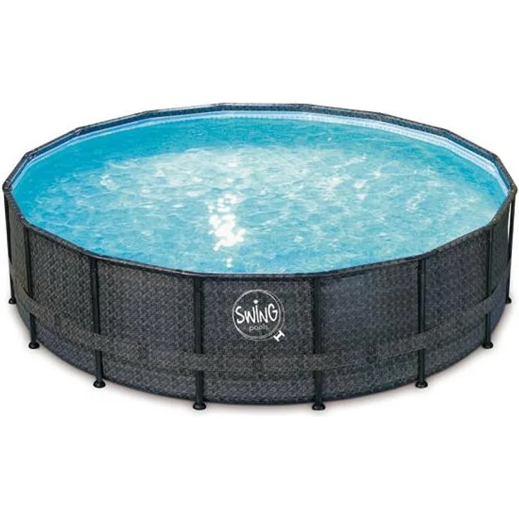 Frame Pool ELITE WICKER Swing Aufstellpool - rund - 4,88 x 1,22 m - Herringbone