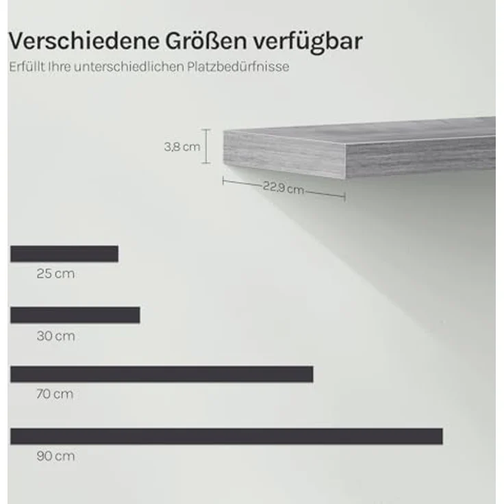 WOLTU Wandboard Wandregal CD DVD Regal Bücherregal Schweberegal Holz Board 25 x 22.9 x 3.8 cm grau Eiche für Büro, Wohnzimmer, Schlafzimmer, Küche RG9365grei – Bild 3