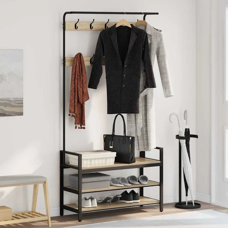 vidaXL Garderobenständer 95 x 34 x 184 cm Sonoma-Eiche Holzwerkstoff 879960