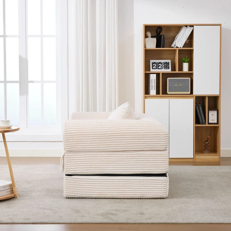 ZUBALIYA SchlafSofa mit Cordbezug, mit Schaumstoffpolsterung, ohne aufwendige Montage, für Wohnzimmer und Apartments – Bild 4