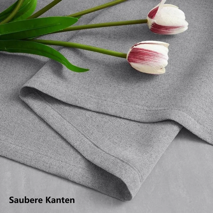 Woltu Gardine (2 St), Kräuselband, halbtransparent, Vorhänge Leinenoptik – Bild 3