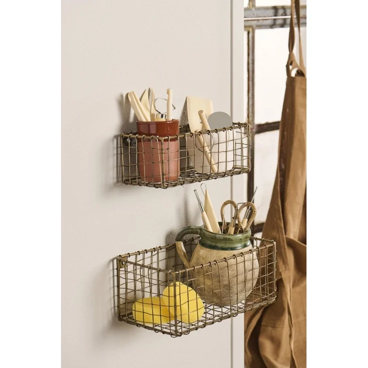Ib Laurrsen - 2er Set Wandkorb Hängekorb Korb Metall Goldfarben 57346-17 – Bild 2