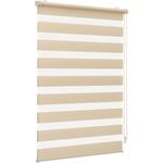 Sekey Doppelrollo Klemmfix ohne Bohren für Fenster, Doppelrollo 60 cm breit, Duo Rollo Jalousie Sonnenschutz, 60x100 cm, Gelbleinen