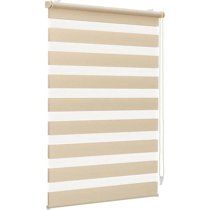 Sekey Doppelrollo Klemmfix ohne Bohren für Fenster, Doppelrollo 60 cm breit, Duo Rollo Jalousie Sonnenschutz, 60x100 cm, Gelbleinen – Bild 1