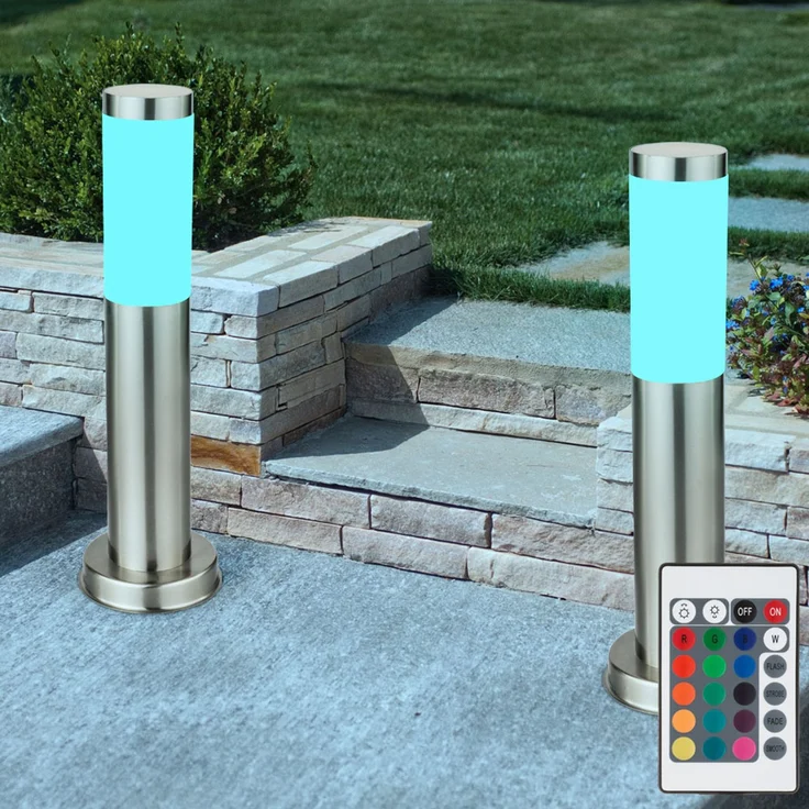 4er Set RGB LED Stehleuchten, Edelstahl, Höhe 45 cm, BOSTON – Bild 9