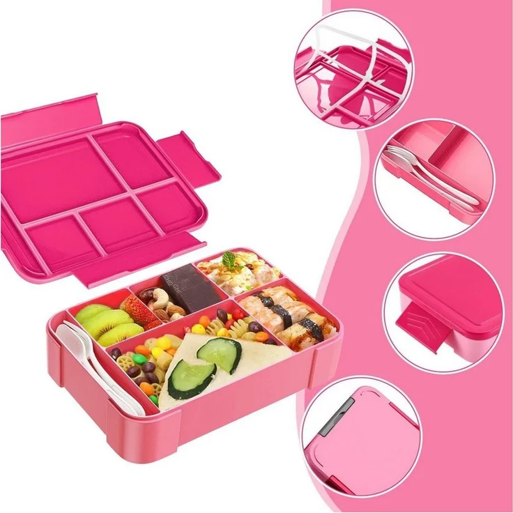 Fine Life Pro Lunchbox Kinder Brotdose (3 Fächer), PP5, (1-tlg), Auslaufsicher & BPA-frei-mit Besteck – Bild 2