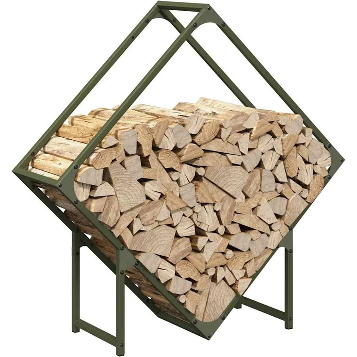 vidaXL Brennholzregal Olivgrün 80x25x80 cm Kaltgewalzter Stahl 864286 – Bild 3