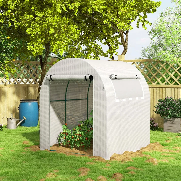 Outsunny Folientunnel, Stahl, Kunststoff, Weiß, 180L x 180B x 200H cm – Bild 9