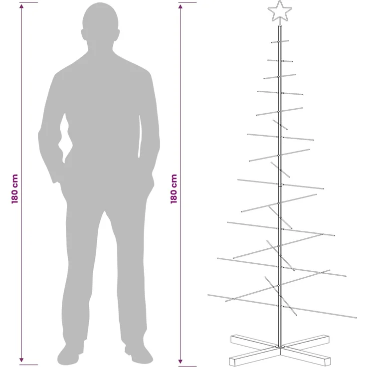 vidaXL Metall Weihnachtsbaum KUOPIO 180 cm Stahl Weiß 42053876 – Bild 8