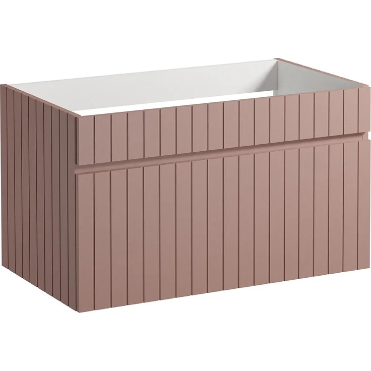 Vente-unique - Waschbeckenunterschrank hängend mit Ablagen & Aufsatzwaschbecken - Streifenoptik - Rosa - 80 cm - SATARA – Bild 5