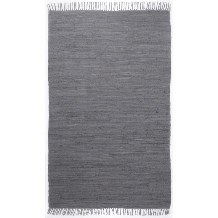 Theko | Dhurry Teppich aus 100% Baumwolle Flachgewebe Teppich Happy Cotton | handgewebt | Farbe: Anthrazit | 160x230 cm