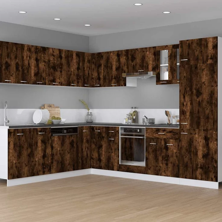 Herdumbauschrank, Küchenschrank Lyon Räuchereiche 60x46x81,5 cm Holzwerkstoff – Bild 3