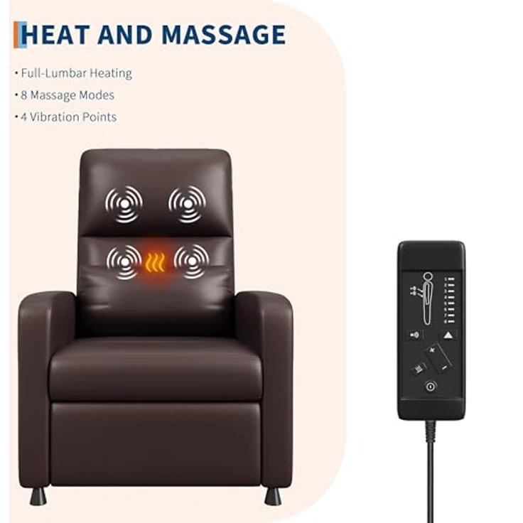 GarveeHome Fernsehsessel Elektrisch Relaxsessel Ruhesessel, massagesessel mit wärmefunktion, Verstellbarer Fernsehsessel mit Fußstütze, Einzelsofa,für Wohnzimmer, Schlafzimmer oder Büro – Bild 5
