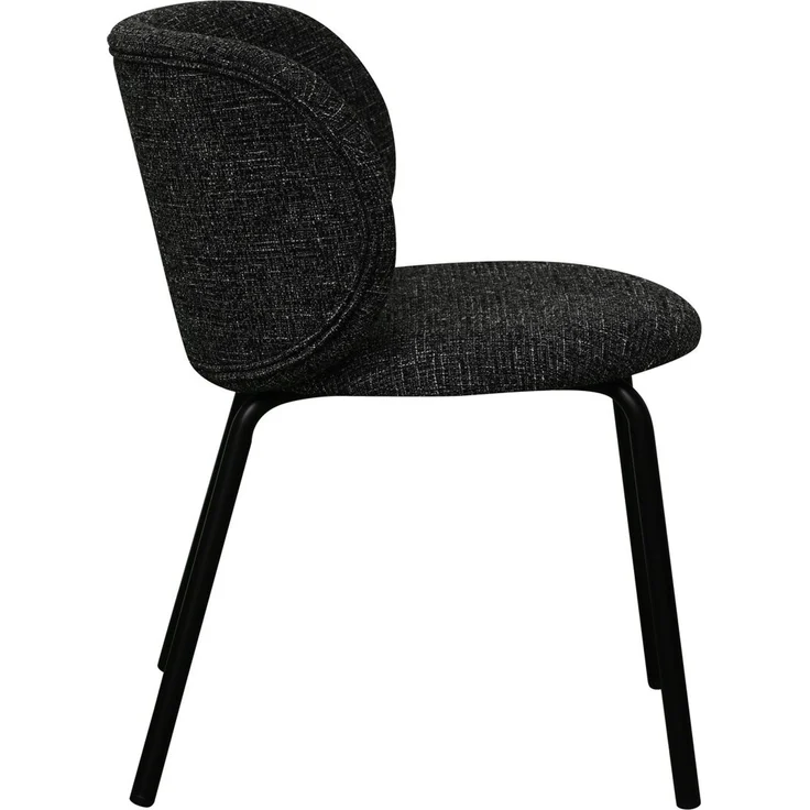 Esszimmerstuhl Annam 2er-Set aus Boucle-Stoff - mit Metallgestell, Schwarz – Bild 6