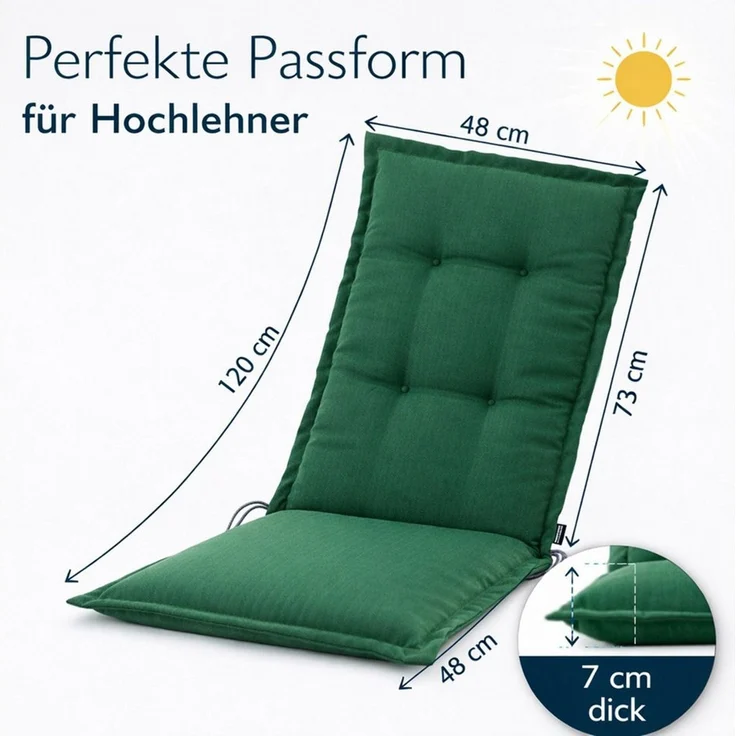 BURI Hochlehnerauflage Hochlehner Auflagen Sitzkissen Polster für Sessel Gartenstuhl Kissen, (4 St) – Bild 1