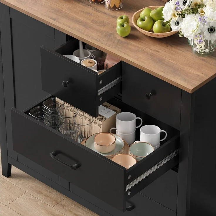 HOMECHO Buffet Sideboard, Küchenschrank mit 5 Schubladen und 1 Tür – Bild 4