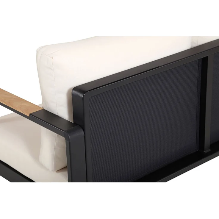 12tlg. Gartenmöbel Lounge-Set aus Aluminium - Schwarz mit Teakholz – Bild 10