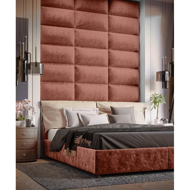 Muralo Samt Wandkissen Stoff Polsterpaneel Schlafzimmer Wohnzimmer Bett Wandpolster Bettkopfteil Lendekissen Modern Luxus Gepolstert Polster Paneel (Altrosa, 100x20 cm) – Bild 2