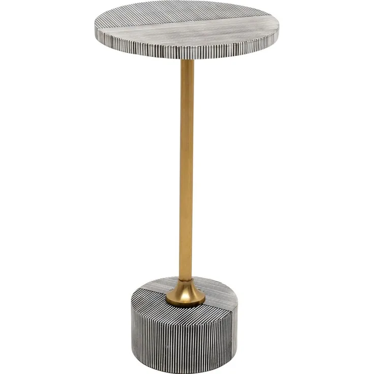 Kare Design Beistelltisch Domero Double Gold, schwarz/weiß, Durchmesser 25 cm, rund, Couchtisch, Wohnzimmer, Nachttisch, Stahlgestell