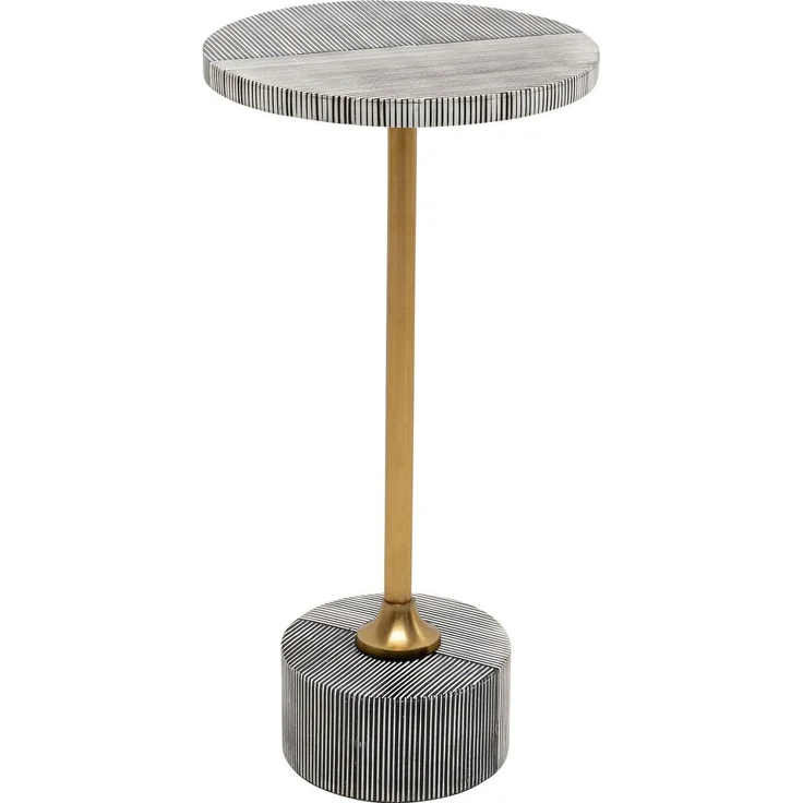 Kare Design Beistelltisch Domero Double Gold, schwarz/weiß, Durchmesser 25 cm, rund, Couchtisch, Wohnzimmer, Nachttisch, Stahlgestell