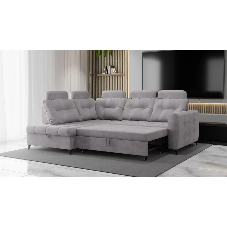 Ecksofa Schlafsofa Sofa WENDIE Stoff Hold Me Hellbeige Ottomane Links – Bild 4