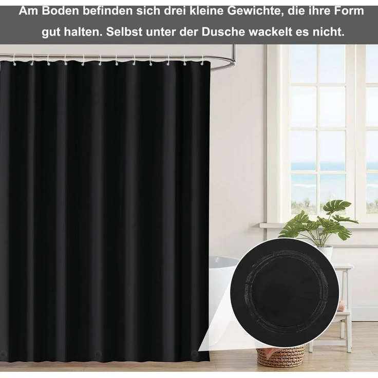 Diwzbyn Duschvorhang Anti-Schimmel Badezimmervorhang, Wasserdicht und Waschbar Breite 180 cm (1-tlg), Perfekt für Badewanne & Dusche – Bild 3