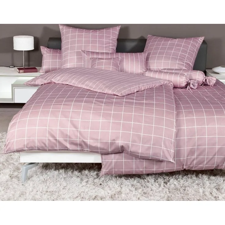 Mako-Satin-Bettwäsche Modernclassic 155 x 220 cm, Baumwolle, Naturmaterialien, Rosa