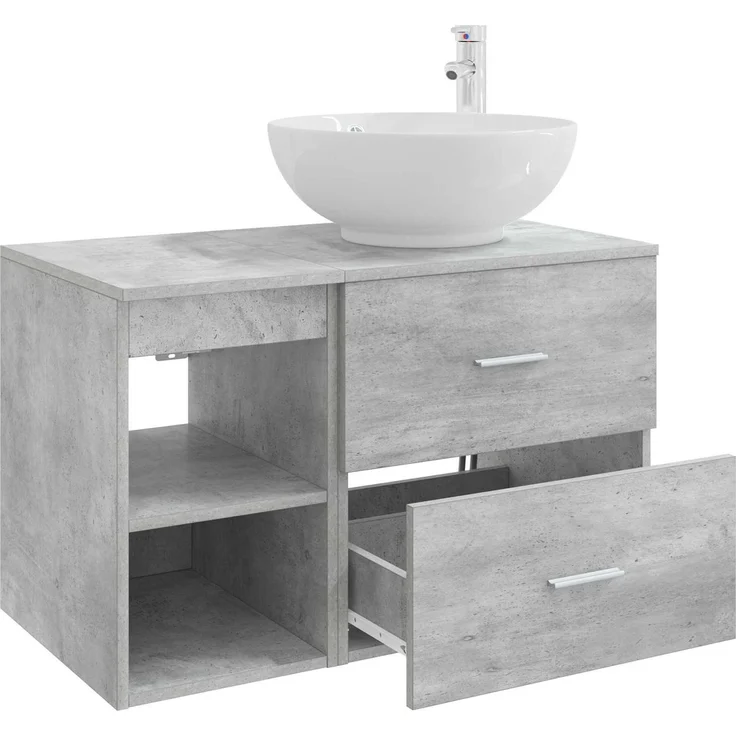 vidaXL Badezimmerschrank-Set 2 stk. Betongrau 79,5 x 44,5 x 80 cm 3403915 – Bild 4