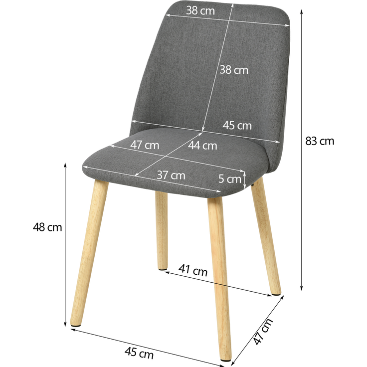 GOEURVANT 421 Esszimmerstühle 2er-Set, Webstoff - Dunkelgrau – Bild 9