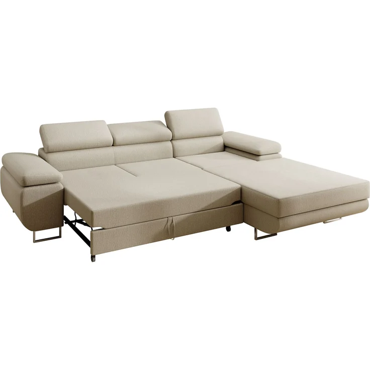 Ecksofa in L-Form PRESTO, L-förmige Eckcouch mit Schlaffunktion, ausziehbares Sofa, Bettzeugbehälter, Eckcouch, verstellbare Kopfstützen (Monolith 84), 72x201 cm – Bild 3