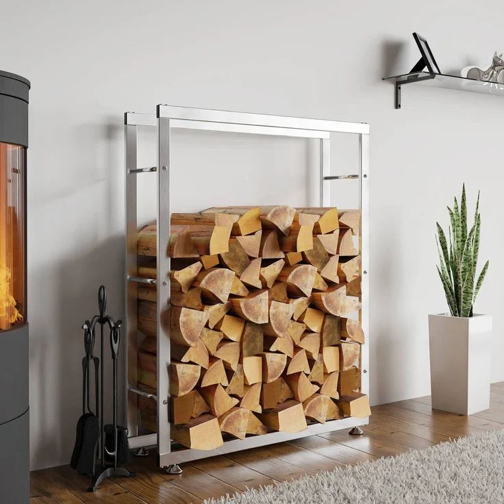 CLP Kaminholzständer Keri V2 Edelstahl,edelstahl 25x80x125 cm – Bild 3
