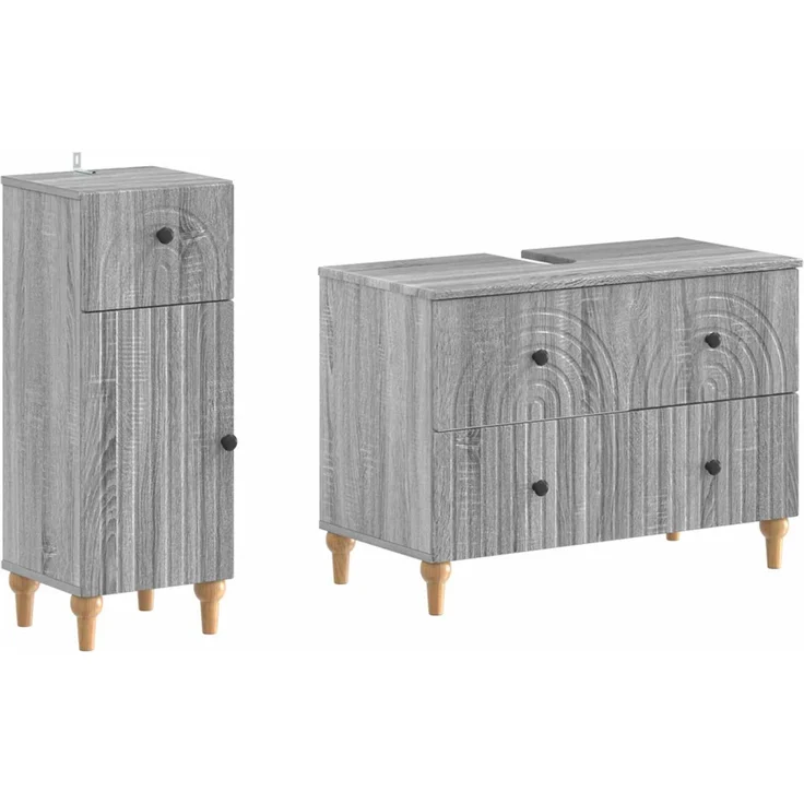 vidaXL 2-teiliges Badezimmer Schrank Set ALKMAAR Sonoma-Grau 3417672 – Bild 1