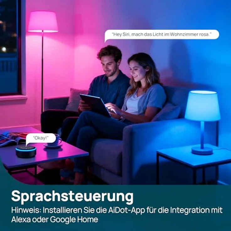 Linkind Matter smart glühbirne E27, 1600lm smart homekit lampe (104 Szenen) 14W ersetzt 100W WLAN LED Lampe RGBTW 2,4-GHz kompatibel Apple HomeKit/Alexa/Siri/Google/SmartThings, 4 Stück – Bild 5