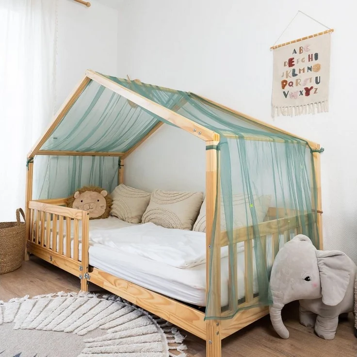 lilimaus Betthimmel Leuchtender Betthimmel mit Sternen für Kinder Hausbetten, Leuchtender Sternenhimmel für Kinder-Hausbetten, 90x200 & 120x200 cm – Bild 1