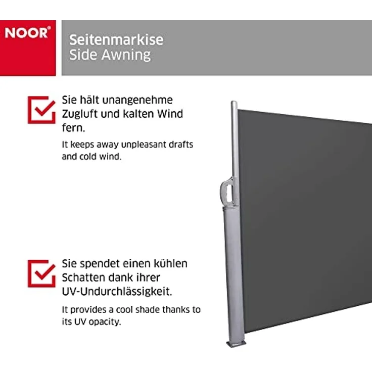 NOOR Seitenmarkise Exklusiv 120x350 cm anthrazit – Bild 3