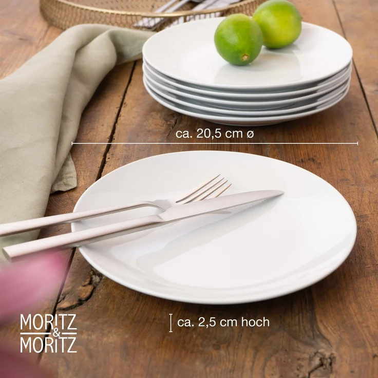 Moritz & Moritz BASIC 6tlg Dessertteller Set weiß – Bild 2
