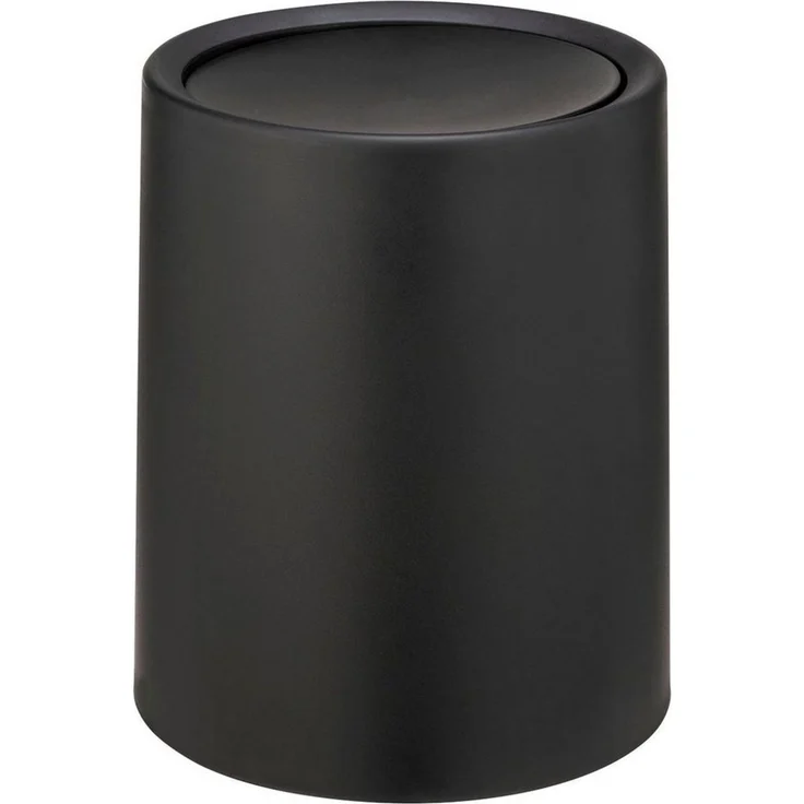 Wenko 'Atri' Schwingdeckeleimer mit Deckel aus hochwertigem Kunststoff und Inneneimer, 6 Liter, (B/T x H): Ø 21x25,5 cm, Schwarz – Bild 1