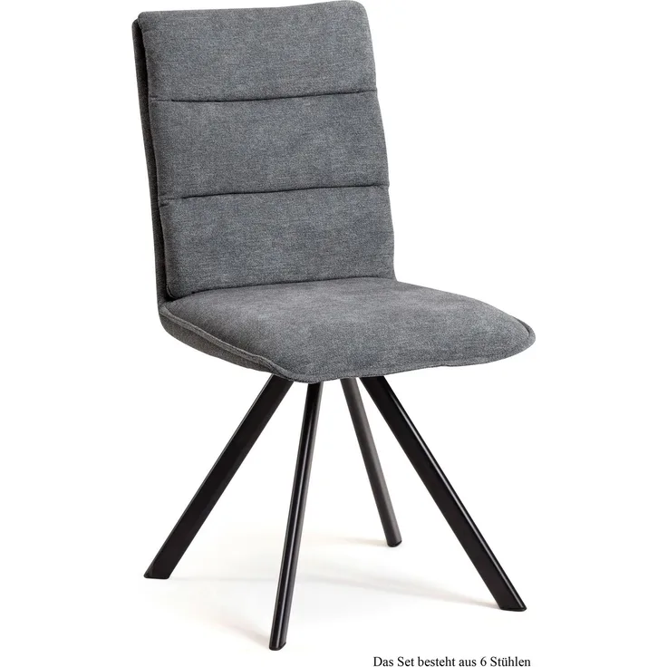 Esszimmerstuhl drehbar (6er-Set) Devan 47x92x60 Schwarz/Grau