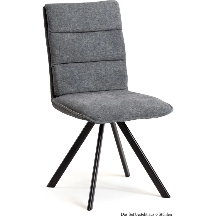 Esszimmerstuhl drehbar (6er-Set) Devan 47x92x60 Schwarz/Grau
